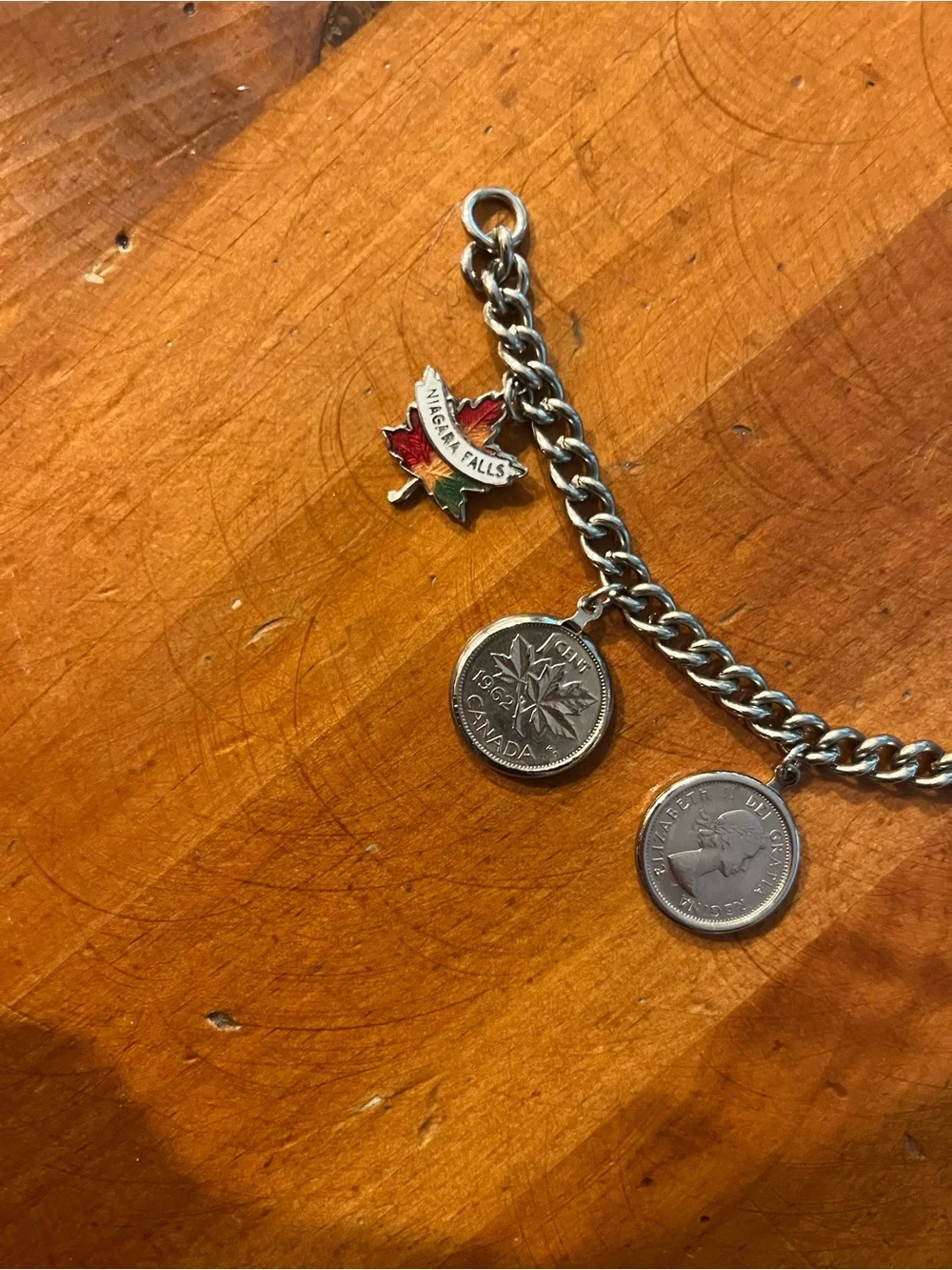 Silver-Tone Canadian Charm Bracelet, Canada/Niagara Falls